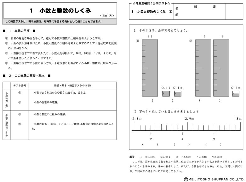 算数科理解度確認5分間テスト 6年: 授業・朝学習・宿題に役立つ