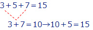 3+5+7=15